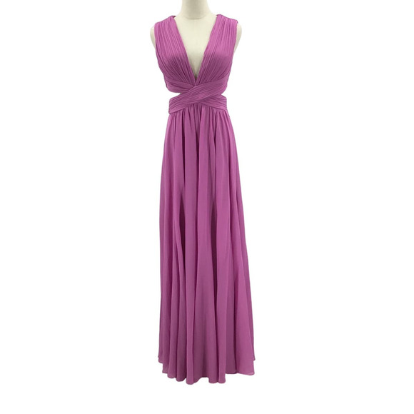 LULU'S SZ L Vivid Imagination Lilac VNeck Sleeveless Pleated Maxi Dress NEW B88 - Picture 3 of 11